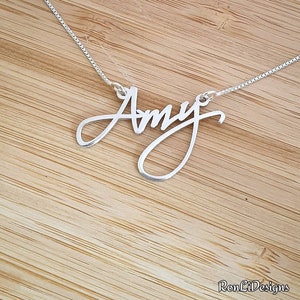 Name Necklace Sterling Silver 925 Signature Font Personalized Nameplate Necklace