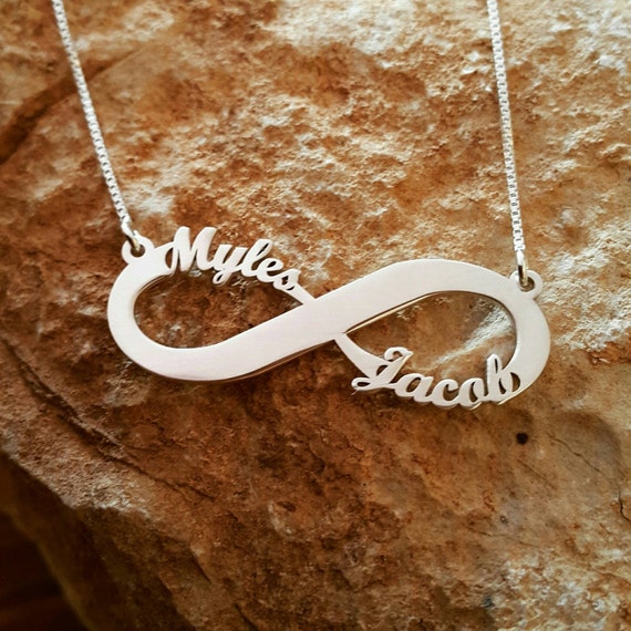 2 Name White Gold Infinity Necklace / 14 Ct White Gold Etsy