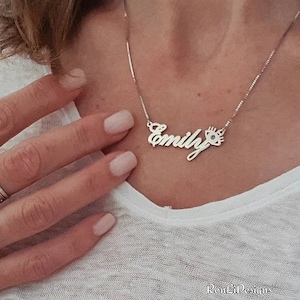 Personalized Name Necklace with Good Luck Evil Eye Protection Charm