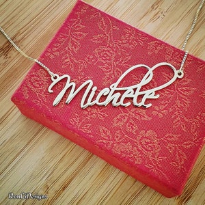 Solid 14k White Gold Name Necklace Michelle Style ORDER ANY NAME!