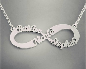 Personalized 3 Name Infinity Necklace 