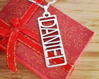 Sterling Silver Name Necklace for a Man Daniel Style