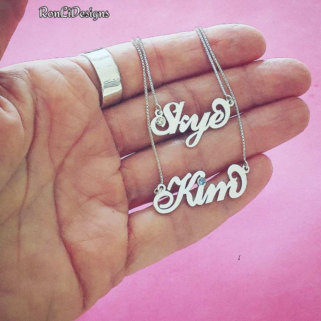 Customized Name Necklace Skye Design Birthstone Accent Options Etsy