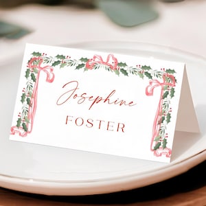 Christmas Place Cards Template, Christmas Name Card, Christmas Dinner Place Card, Holiday Party Seating Card, Christmas Place Setting #f37