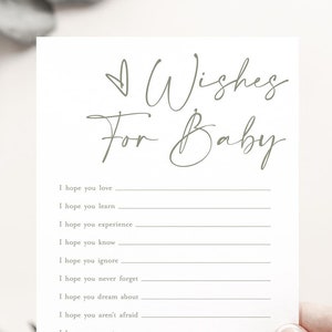 Plantilla de tarjeta de deseos para un bebé, buenos deseos, tarjeta de oración para un bebé, tarjetas de deseos para un bebé querido, juego para baby shower, neutro, copo de nieve verde salvia #f41