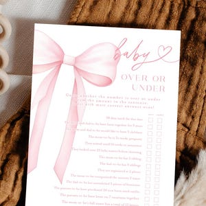 Over or Under Baby Shower Game, Over or Under Game, Editable Baby Shower Game, Over or Under Trivia Game, Baby Shower Over or Under #b14