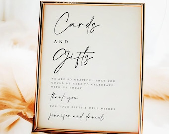 Printed & Shipped Minimalist Cards and Gifts Sign, Modern Wedding Gift Table Sign, Bridal Shower Gift Sign, Baby Shower Cards and Gifts Sign