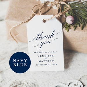 Navy blue wedding favor tags template Wedding thank you tags template Thank you tags digital Navy gift tags Navy thank you tags bridal #vm53
