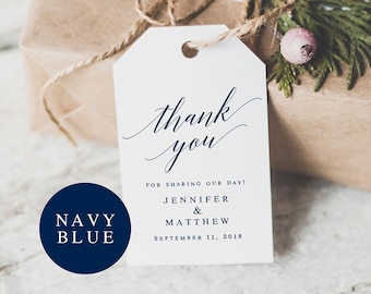 Navy blue wedding favor tags template Wedding thank you tags template Thank you tags digital Navy gift tags Navy thank you tags bridal #vm53