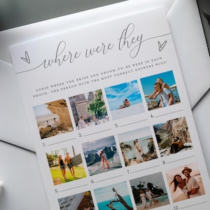 Where Were They Bridal Shower Game, Editable Where Were They Game 12 photos, Couples Shower Engagement Party Game Photo Guessing Game #vmt12