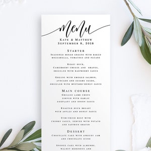Szablon karty menu Szablon weselny Menu na wieczór panieński Szablon menu weselnego Pobierz menu Materiały do druku weselnego Menu na kolację próbną #vm11