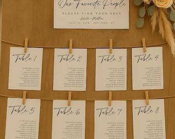 Alphabetical Seating Chart Cards, Minimalist Wedding Hanging Seating Chart Card, Table Seating Chart Cards, Wedding Seating Plan Cards #f38