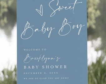 Printed Boy Baby Shower Welcome Sign, Sweet Baby Boy, Hello Baby Welcome Sign