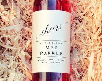 Cheers to the future Mrs Wine label template Cheers bridal shower wine labels Bridal brunch Hens party Bridal party favors Bridal party idea