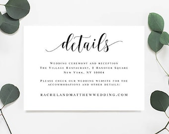 Wedding details template Wedding details printable Enclosure card templates Details card template Wedding information card template #vm31