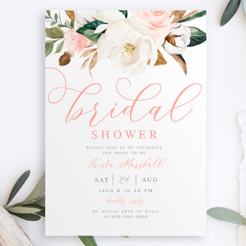 Bridal Shower Invitation Template Try Before Purchase Etsy