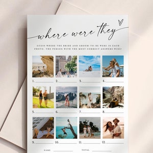 Where Were They Bridal Shower Game, Editable Where Were They Game 12 photos, Couples Shower Engagement Party Game, Photo Guessing Game #f37
