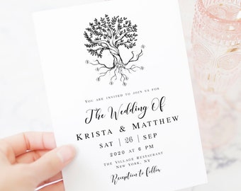 Tree Invitation Template Printable, The Wedding Of Invite, Templett, Digital, Personalized, Rustic, Instant download, Nature, 5x7 #vmt5110