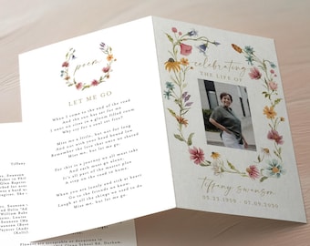 Celebrating The Life Of Program Template, Funeral Service Program, Editable Celebration Of Life Program, Funeral Brochure Template #c82