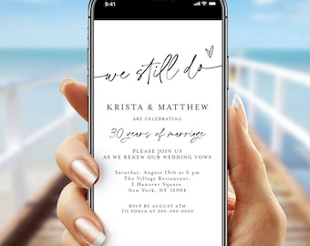 Electronic Vow Renewal Invitation Template, We Still Do Evite, Try Before You Buy, Text Message, Editable, Renewal of Vows, Customize #f38