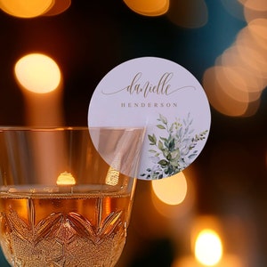 Greenery Champagner Tischkarten, Probeessen Champagnerglas Tags, Hochzeit Champagnerglas Kreis Tischkarten, runde Tischkarten #C61