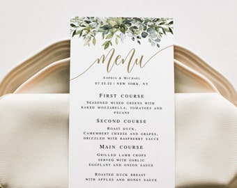 Wedding Menu Template Printable Templett Editable | Etsy