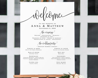 Wedding program template Summer wedding program sign Rustic welcome wedding sign Wedding program printable template Instant download #vm41