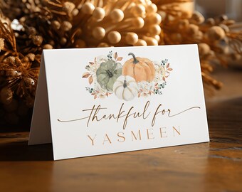 Thanksgiving Name Cards Template, Fall Bridal Shower Place Cards, Thanksgiving Place Setting Cards, Autumn Place Card, Fall Place Card #ct86