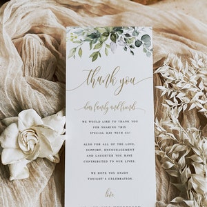 Wedding thank you notes Printable templates Editable thank you template Thank you for guests Thank you table cards for Wedding cards c61 image 1