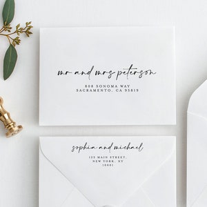 Elegant Wedding Envelope Template, With Return Address, Calligraphy Addressing, A7, A1, Downloadable, Kindly Deliver To, Templett #f41
