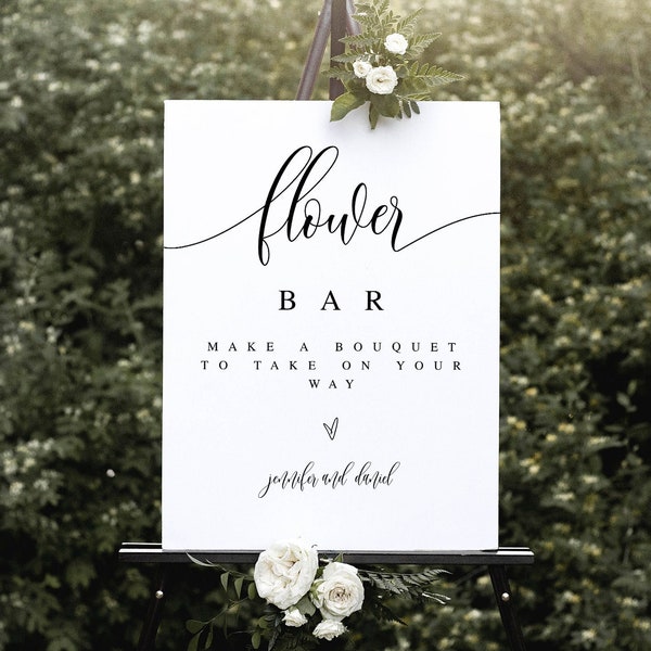 Flower Bar Sign Template, Templett, Build Your Bouquet, Try Before You Buy, Wedding Flower Favors, Bridal Flower Bar Decor, Baby Shower #f27