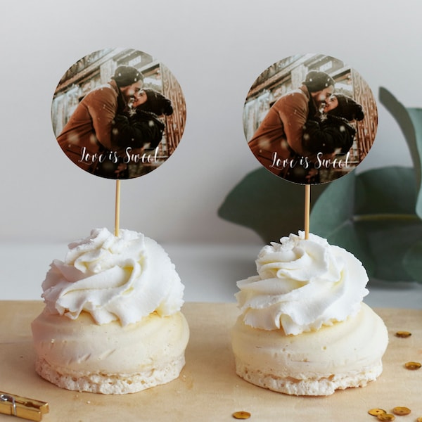 Bruids douche cupcake topper, liefde is zoet, afdrukbare gunst tag sjabloon, bruiloft, DIY gepersonaliseerd, Templett, foto, foto, gezicht #vmt110