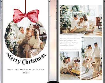 Electronic Merry Christmas E Card Template, 100% Editable, Text Message, Edit With Templett, Photo, Eco Friendly, Phone, Personalized #f37