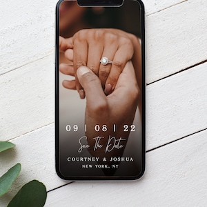 Electronic Save The Date Template, Text Message Save The Date Evite, Phone, Eco Friendly, Digital Photo Announcement, Templett DIY #vmt910