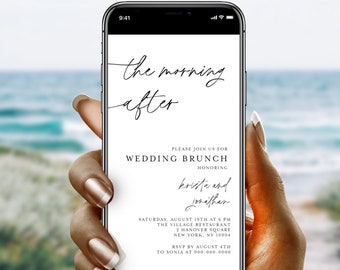 Electronic Wedding Brunch Invitation Template, Personalized Evite, 100% Editable, The Morning After, Text Message, iPhone, Minimalist #f38