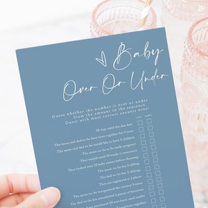 Over or Under Baby Shower Game, Over or Under Game, Editable Baby Shower Game, Over or Under Trivia Game, Baby Shower Over or Under #f41