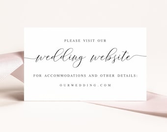 Printable Wedding Website Card Template, Templett, Invitation Insert, Invite Enclosure, Download, Information, Accommodations DIY #vmt410