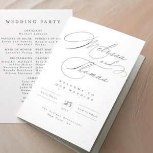 Printed Wedding Program, Modern Minimalist Ceremony Program Card, Custom Order of Service, Double Sided Wedding Programs, High Quality Paper