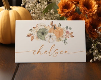 Thanksgiving Name Cards Template, Fall Bridal Shower Place Cards, Thanksgiving Place Setting Cards, Autumn Place Card, Fall Place Card #ct86