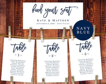 Seating plan wedding Nautical seating plan template Wedding seating plan printable Navy seating chart cards Navy blue seating chart #vm93