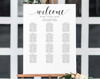 Wedding seating chart template Welcome seating chart poster Seating chart sign Seating chart download  Wedding seating chart printable #vm31