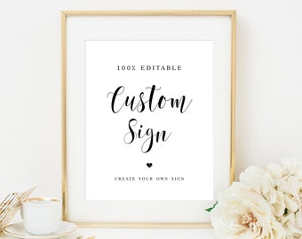 Heart wedding sign Create your own poster Table top decor Custom Calligraphy Templett Instant download Printable 100% Editable text #vmt110