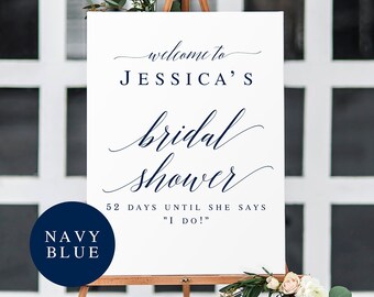 Navy bridal shower signs Blue shower sign Welcome bridal shower Bridal shower template Navy blue bridal shower Nautical bridal shower sign