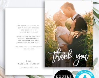 Thank you photo card template Thank you wedding Photo thank you card Instant download Thank you card template wedding Templett DIY #vm91