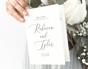 Wedding Program Template, Folded Booklet, Catholic Ceremony, Try before you buy, 100% Editable text, DIY, Templett, Elegant, Simple #vmt910