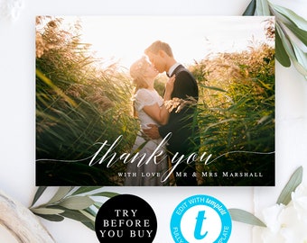 Wedding photo thank you card Photo thank you card Instant download Thank you card template wedding Thank you card template with photo #vm51