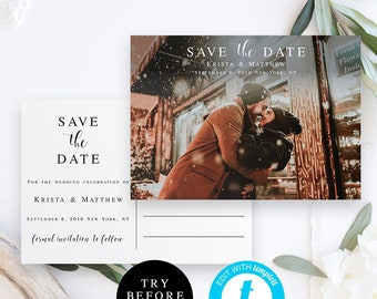 Save the date photo postcard Photo save the date template Printable Wedding Date Announcement Wedding save the date photo postcard DIY #vm31