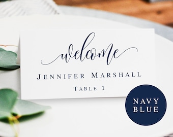 Navy editable placecards Navy place cards template Navy blue wedding place cards Wedding seating cards template Navy wedding template #vm13