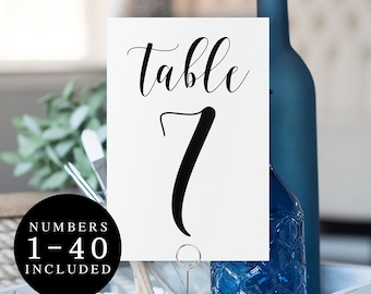 Elegant table numbers printable Table numbers 1-40 Modern table numbers Wedding table number cards Simple wedding Catholic wedding #vm31