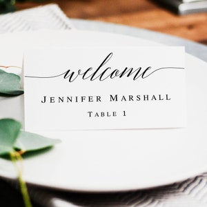 Wedding seating cards template Printable wedding place cards Place cards download pdf Seating cards rustic Calligraphy table name card #vm51